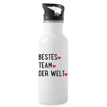 Bestes Team der Welt - Trinkflasche mit integriertem Trinkhalm - Weiß - Rechts