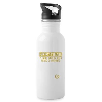 "Geocaching ist das, was passiert, wenn Nerds ins - Trinkflasche mit integriertem Trinkhalm - Weiß - Rechts