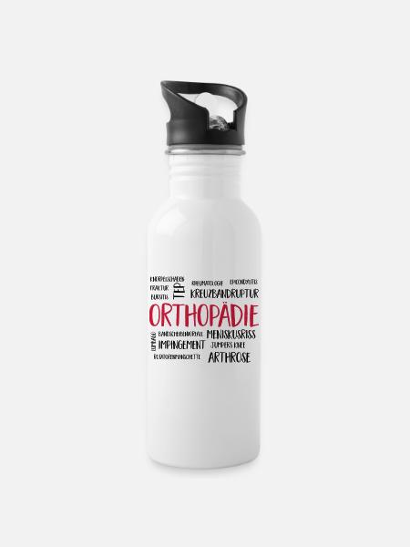 orthopädiewolke - Trinkflasche mit integriertem Trinkhalm - Weiß