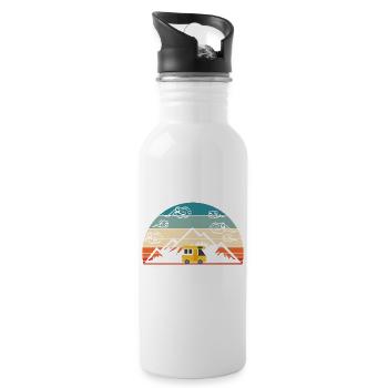 Retro Vintages kampierendes TStück für Camper " - Trinkflasche mit integriertem Trinkhalm - Weiß - Rechts