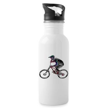 Mountainbike MTB bergab - Trinkflasche mit integriertem Trinkhalm - Weiß - Rechts