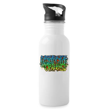 Graffiti wild style alphabet - Water bottle with straw - white - Right