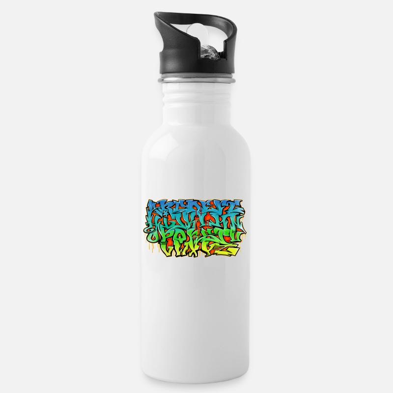 Graffiti wild style alphabet - Water bottle with straw - white