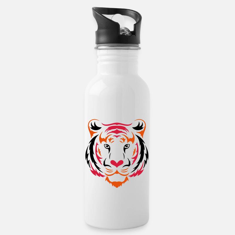 Tigre Amour - Gourde avec paille intégrée - blanc