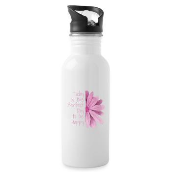 Blume - Trinkflasche mit integriertem Trinkhalm - Weiß - Rechts