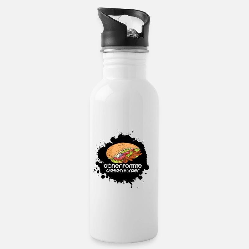 döner - Trinkflasche mit integriertem Trinkhalm - Weiß