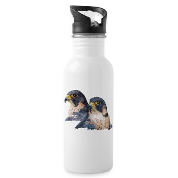 Peregrine falcon - Water bottle with straw - white - Right