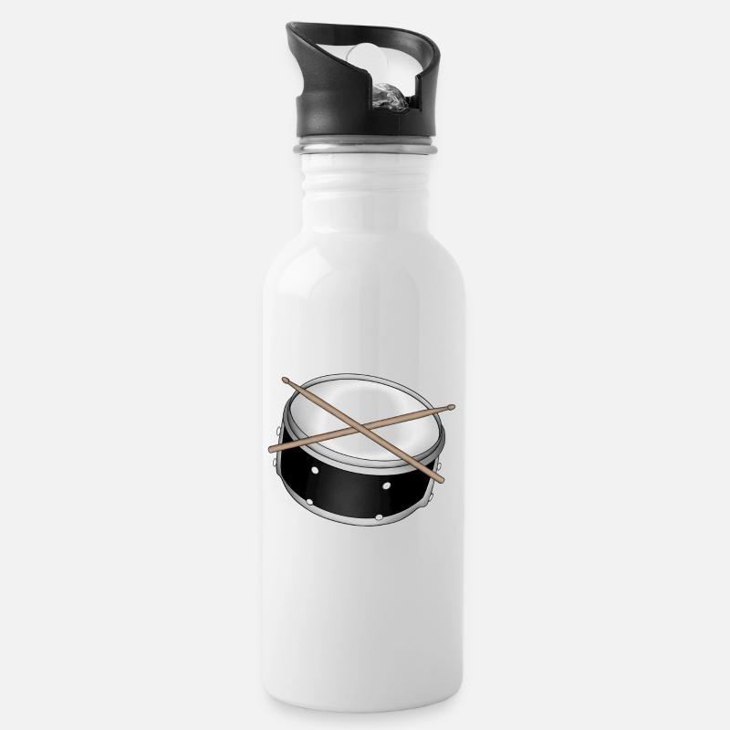 Trommel - Trinkflasche mit integriertem Trinkhalm - Weiß