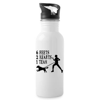 Canicross Hovawart Joggen Hund Hundespruch Sport - Trinkflasche mit integriertem Trinkhalm - Weiß - Rechts