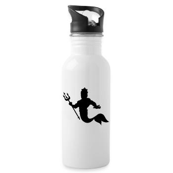 Triton König Unterwasserkönig Neptun - Trinkflasche mit integriertem Trinkhalm - Weiß - Rechts