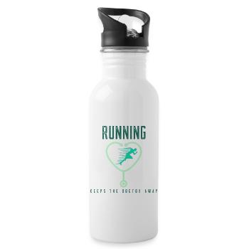 Running Running keeps the doctor away - Water bottle with straw - white - Right