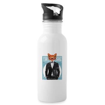 Fuchs Tier Abstrakt - Trinkflasche mit integriertem Trinkhalm - Weiß - Rechts