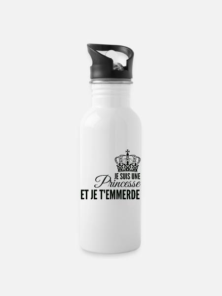 Princesse affirmée et rebelle - Gourde avec paille intégrée - blanc