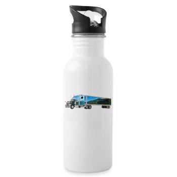 Amerikanischer LKW, Norwegen Fjorde - Trinkflasche mit integriertem Trinkhalm - Weiß - Rechts