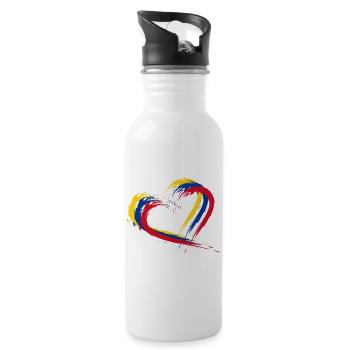 Kolumbien Herz - Trinkflasche mit integriertem Trinkhalm - Weiß - Rechts