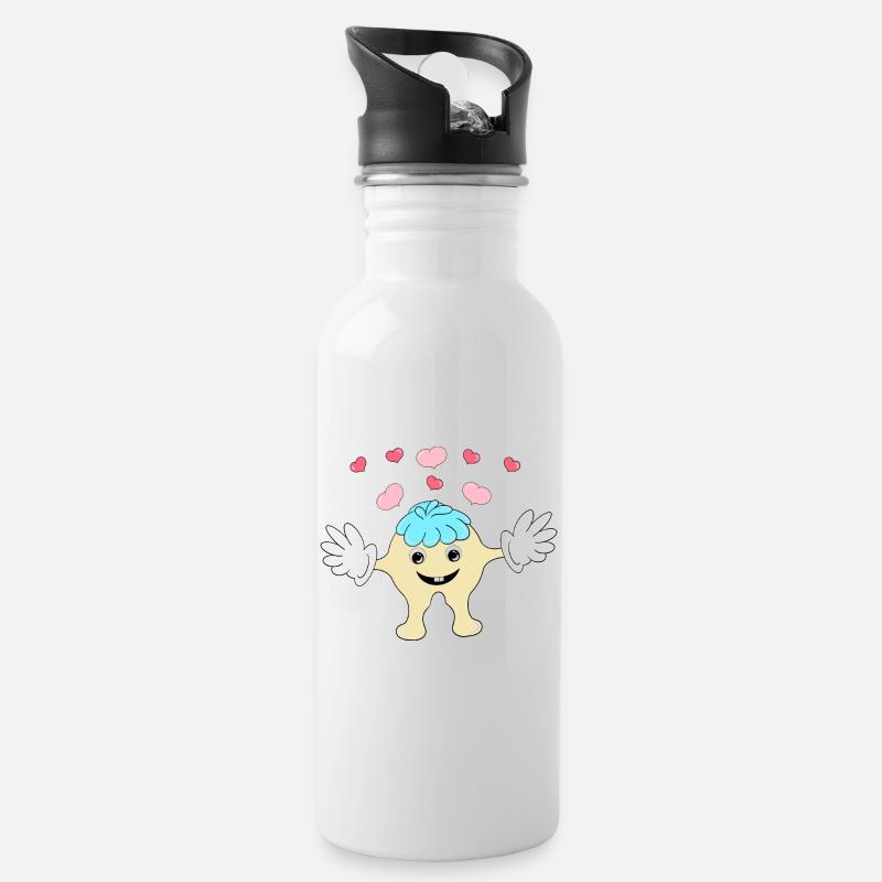 Verknalltes Knuddelmonster ... - Trinkflasche mit integriertem Trinkhalm - Weiß