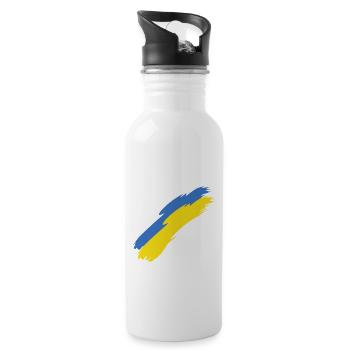 Ukraine - Trinkflasche mit integriertem Trinkhalm - Weiß - Rechts