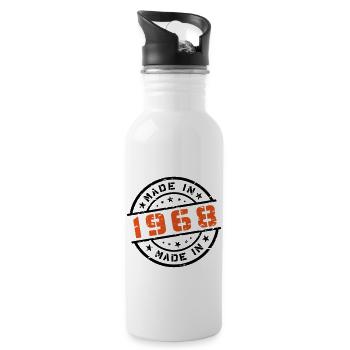 Anniversaire de naissance Born En 1968 - Made in 1968 - Gourde avec paille intégrée - blanc - Droite