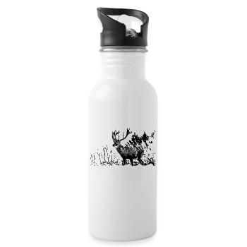 Hirsch - Trinkflasche mit integriertem Trinkhalm - Weiß - Rechts