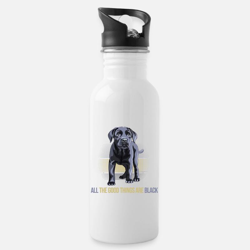 hund schwarzer labrador hundezucht black labrador - Trinkflasche mit integriertem Trinkhalm - Weiß