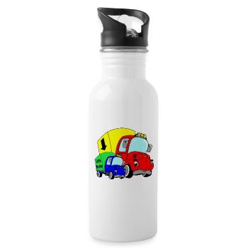 Camions joyeux Petit frère - Gourde avec paille intégrée - blanc - Droite
