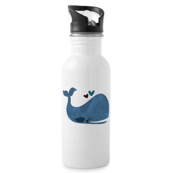 Blue Whale Bliss - Trinkflasche mit integriertem Trinkhalm - Weiß - Rechts