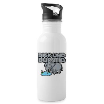 Dick und durstig - Trinkflasche mit integriertem Trinkhalm - Weiß - Rechts
