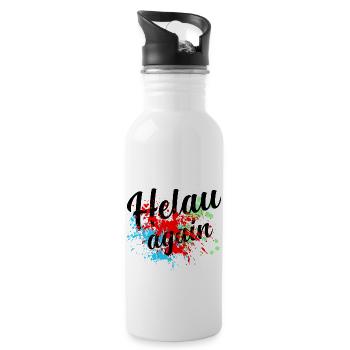 Helau Alaaf Fasching Fastnacht - Trinkflasche mit integriertem Trinkhalm - Weiß - Rechts