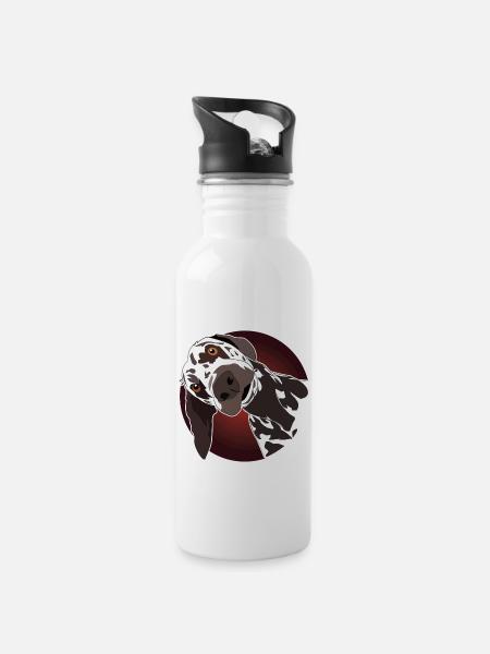 lustiger Dalmatiner Geschenk - Trinkflasche mit integriertem Trinkhalm - Weiß