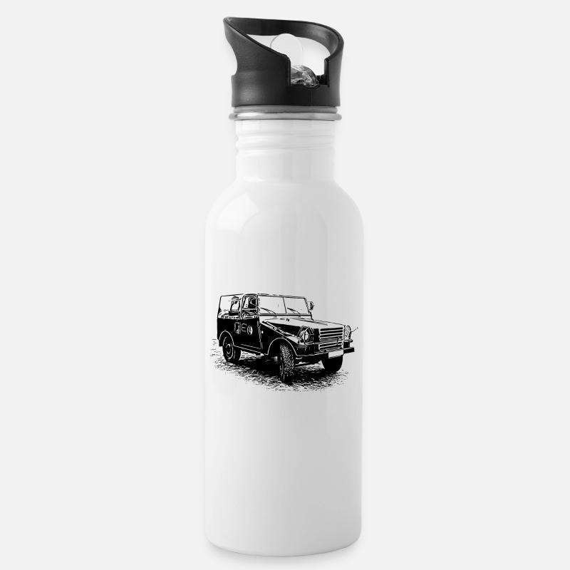 IFA P3 | DDR | NVA - Trinkflasche mit integriertem Trinkhalm - Weiß