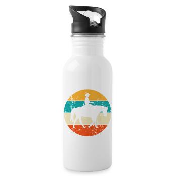 Cowboy Westernreiter Westernreiten Reitsport - Trinkflasche mit integriertem Trinkhalm - Weiß - Rechts