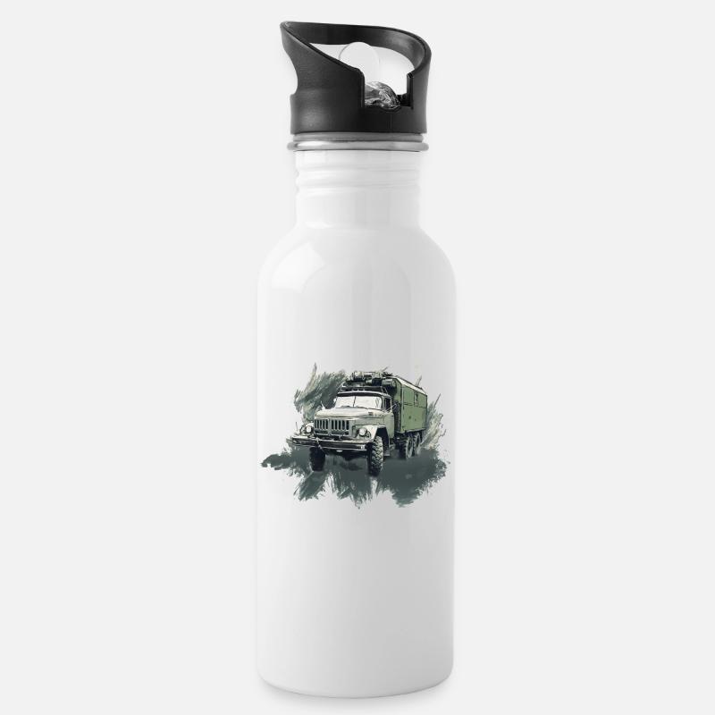 Zil 131 - Trinkflasche mit integriertem Trinkhalm - Weiß