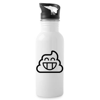 Emoji Poop 1c - Trinkflasche mit integriertem Trinkhalm - Weiß - Rechts