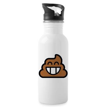 Emoji Poop 3c - Trinkflasche mit integriertem Trinkhalm - Weiß - Rechts