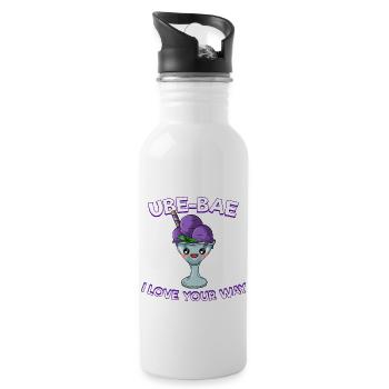 Philippinen Filipino Ube Nachtisch I Geschenk - Trinkflasche mit integriertem Trinkhalm - Weiß - Rechts