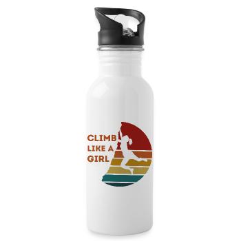 Vintage Climb Like A Girl | Girl Rock Climbing - Water bottle with straw - white - Right