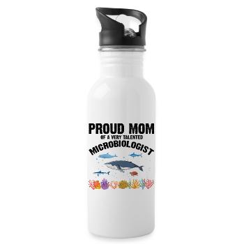Proud Mom Microbiology Biology Biologist Sea - Water bottle with straw - white - Right