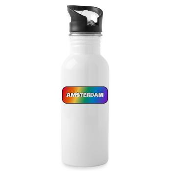 ARC-EN-CIEL DE LA FIERTÉ D’AMSTERDAM - Gourde avec paille intégrée - blanc - Droite