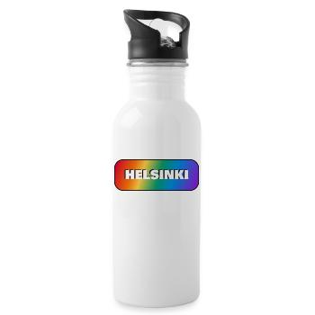 HELSINKI PRIDE GAY FLAG RAINBOW - Water bottle with straw - white - Right