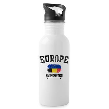 EU Brush Flag Romania Pride - Water bottle with straw - white - Right