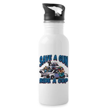 Law Enforcment Design for a Police Officer - Water bottle with straw - white - Right
