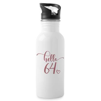 Hello 64 - Mignon cadeau de 64e anniversaire pour femmes - Gourde avec paille intégrée - blanc - Droite