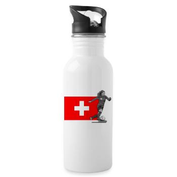 Frauenfussball Schweiz - Trinkflasche mit integriertem Trinkhalm - Weiß - Rechts