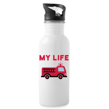 My life (fire truck with ladder) - Water bottle with straw - white - Right