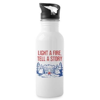 Light a Fire Tell a Story Camping Fireplace - Water bottle with straw - white - Right
