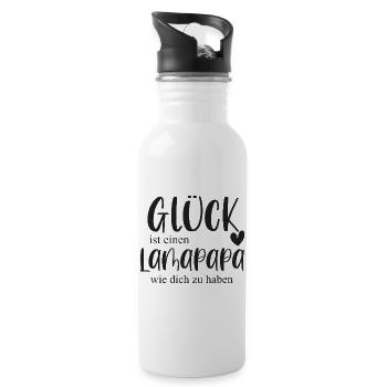 Lama Lamapapa Haustier Stall Lamaliebe Geschenk - Trinkflasche mit integriertem Trinkhalm - Weiß - Rechts