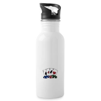Chips Roll from Clueless Whales Poker Funny Poker - Trinkflasche mit integriertem Trinkhalm - Weiß - Rechts