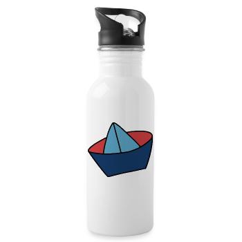 Matrosenmütze in maritimen Farben - Trinkflasche mit integriertem Trinkhalm - Weiß - Rechts