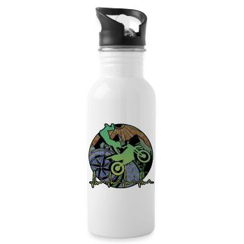 Motorrad Motocross Vintage 80er Retro Biker - Trinkflasche mit integriertem Trinkhalm - Weiß - Rechts