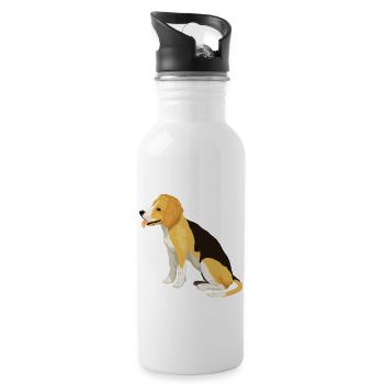 Schwarzer gelber Hund Beagle Haustier Tier Säugetier Fell - Trinkflasche mit integriertem Trinkhalm - Weiß - Rechts